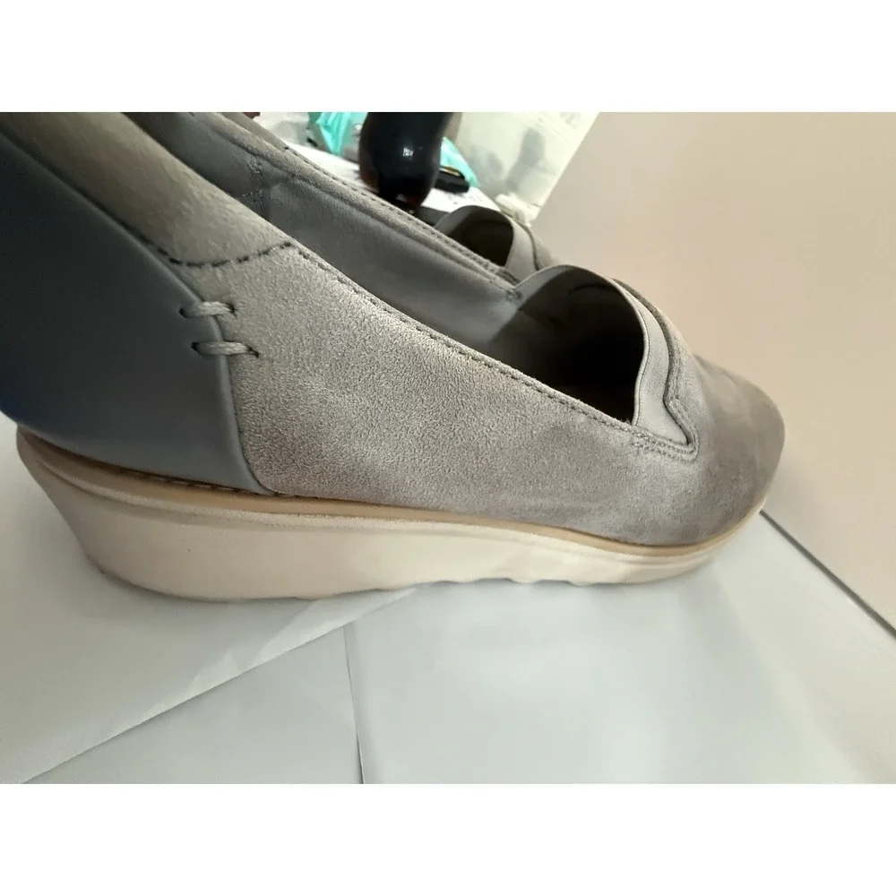 Clarks Collection Gray Suede Women's Slip-On Loafer Casual Shoes US 8.5
